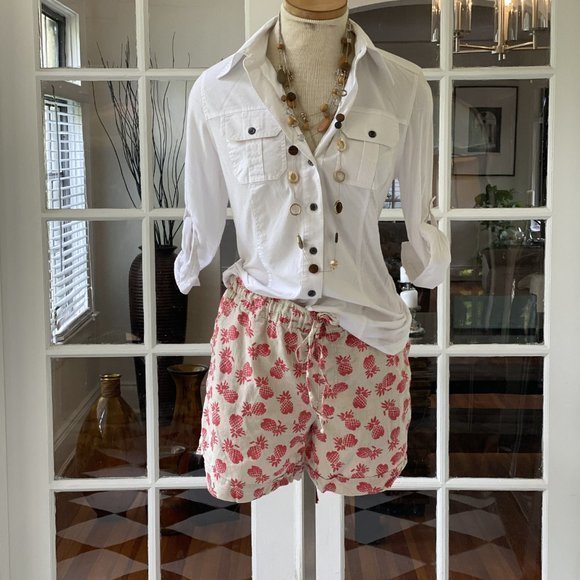Short, Linen, Pineapple‎ print over beige, M-L - Picture 1 of 2
